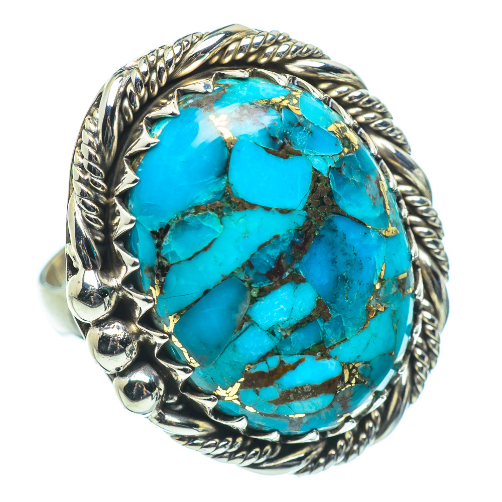 Blue Copper Composite Turquoise Rings handcrafted by Ana Silver Co - RING33964