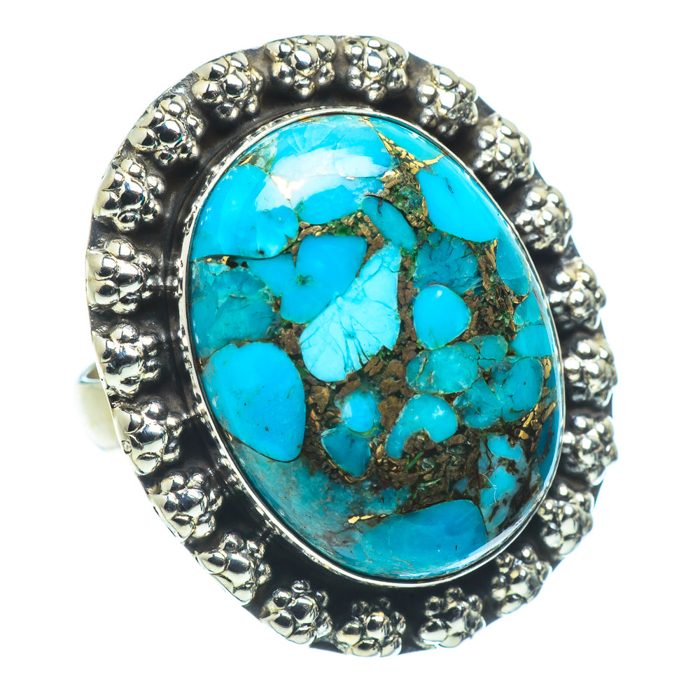 Blue Copper Composite Turquoise Rings handcrafted by Ana Silver Co - RING34081