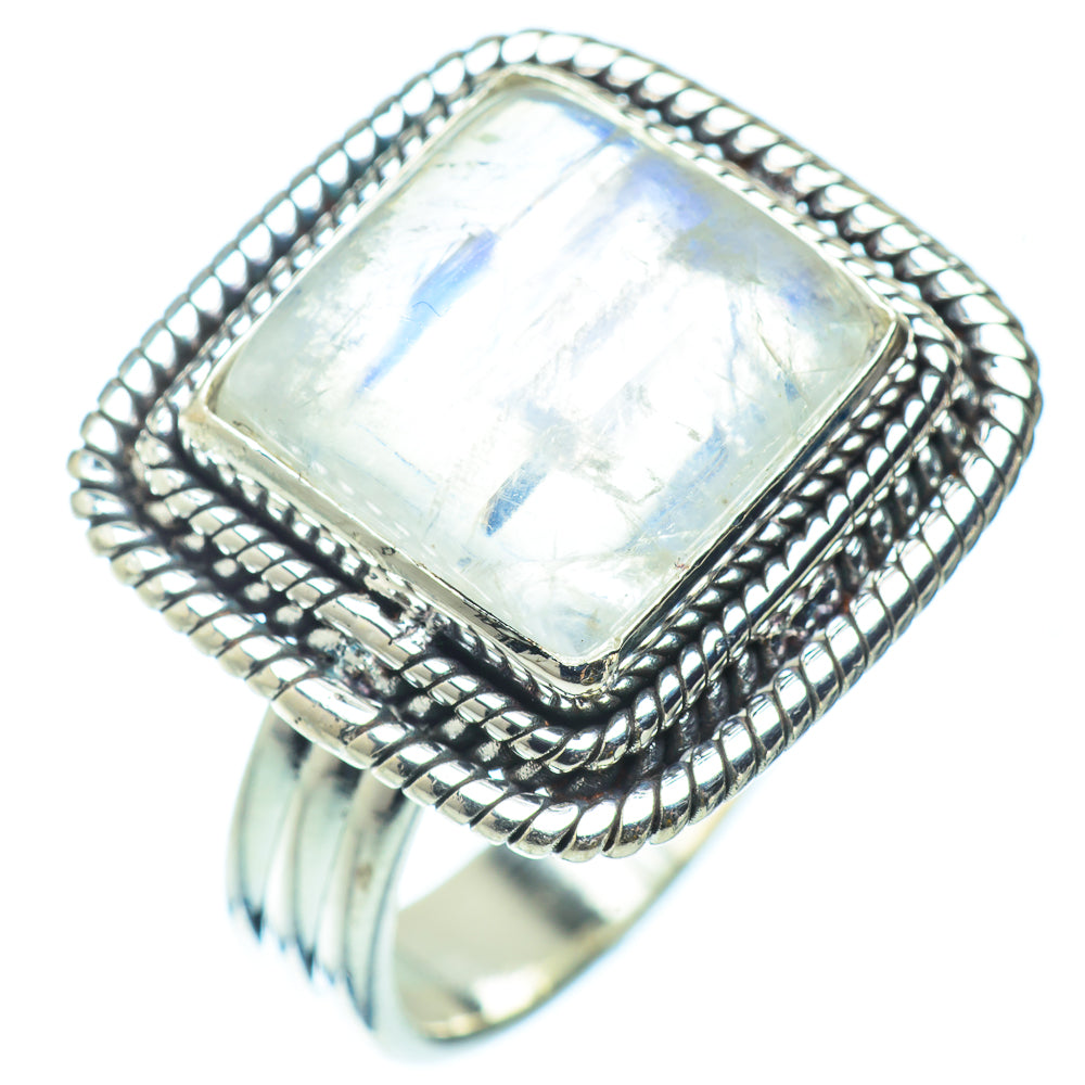 Rainbow Moonstone Rings handcrafted by Ana Silver Co - RING34837