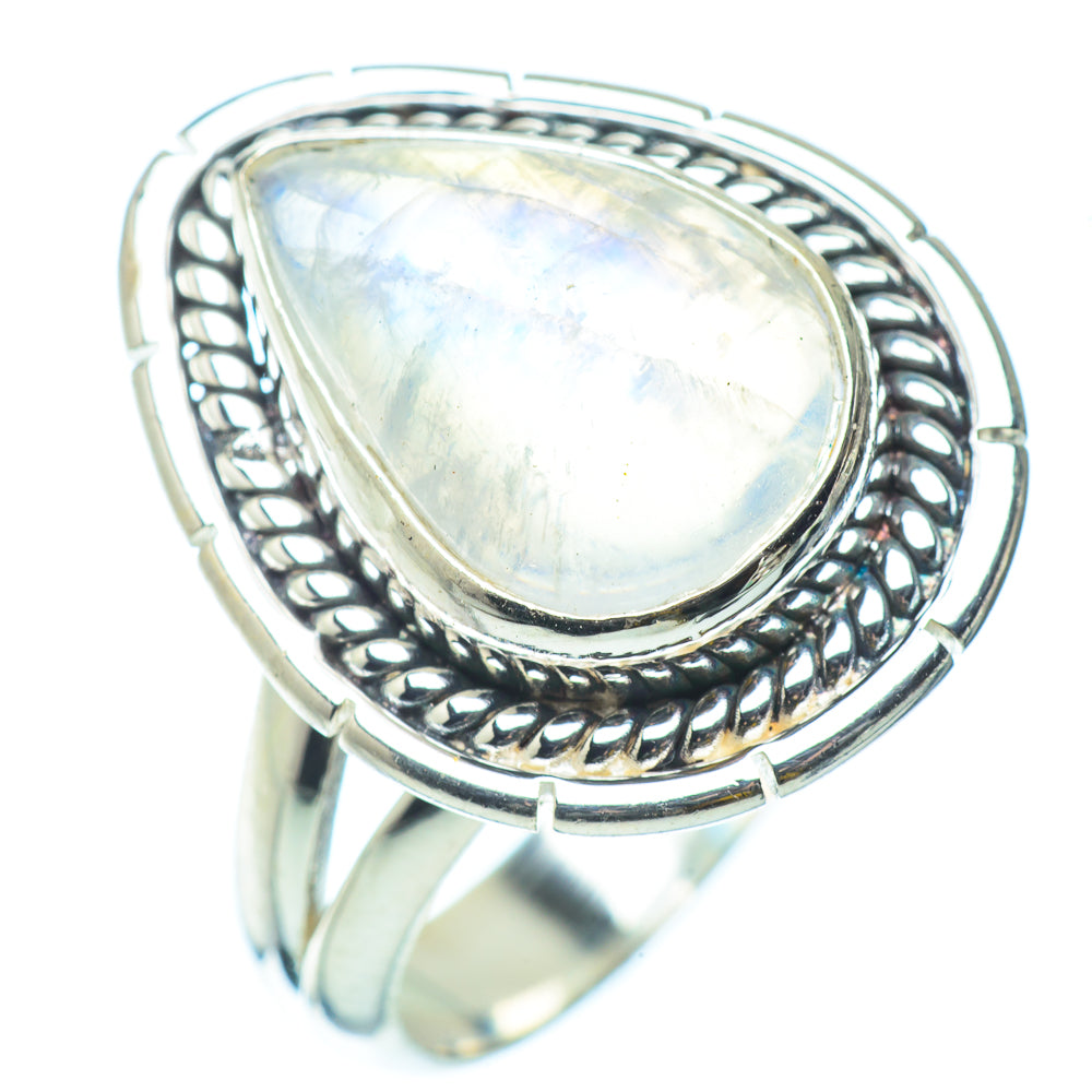 Rainbow Moonstone Rings handcrafted by Ana Silver Co - RING34858