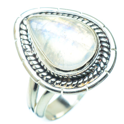 Rainbow Moonstone Rings handcrafted by Ana Silver Co - RING34858