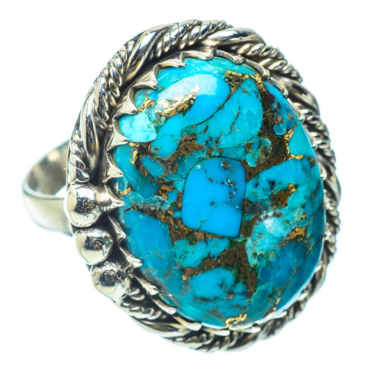 Blue Copper Composite Turquoise Rings handcrafted by Ana Silver Co - RING34866