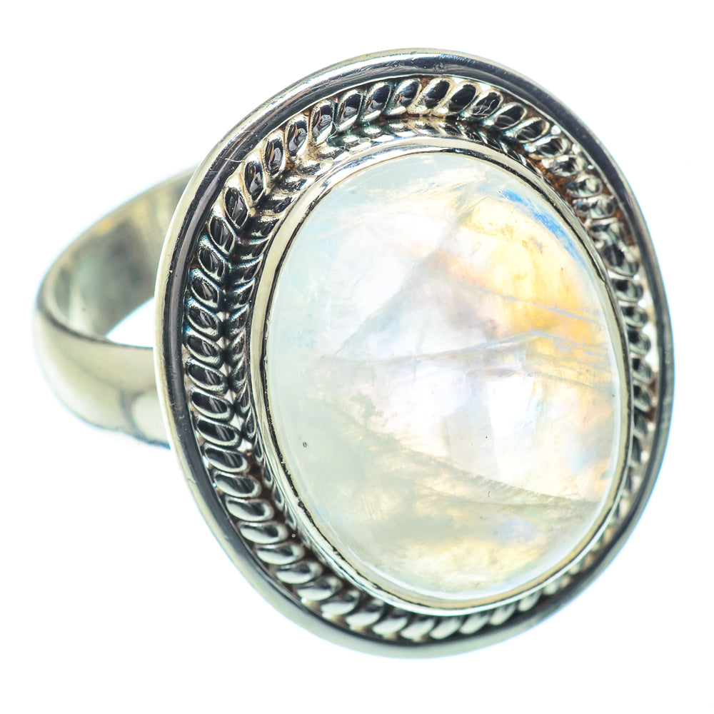 Rainbow Moonstone Rings handcrafted by Ana Silver Co - RING34975