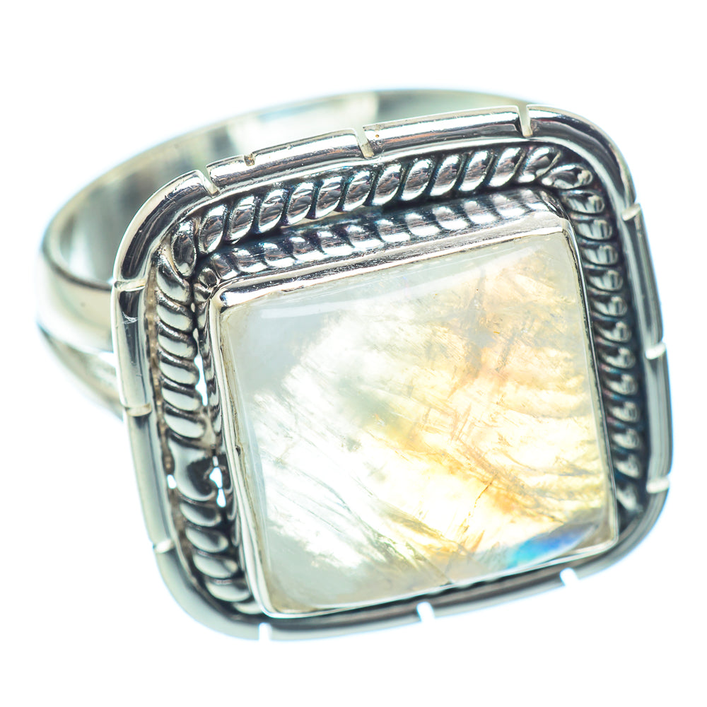 Rainbow Moonstone Rings handcrafted by Ana Silver Co - RING35340