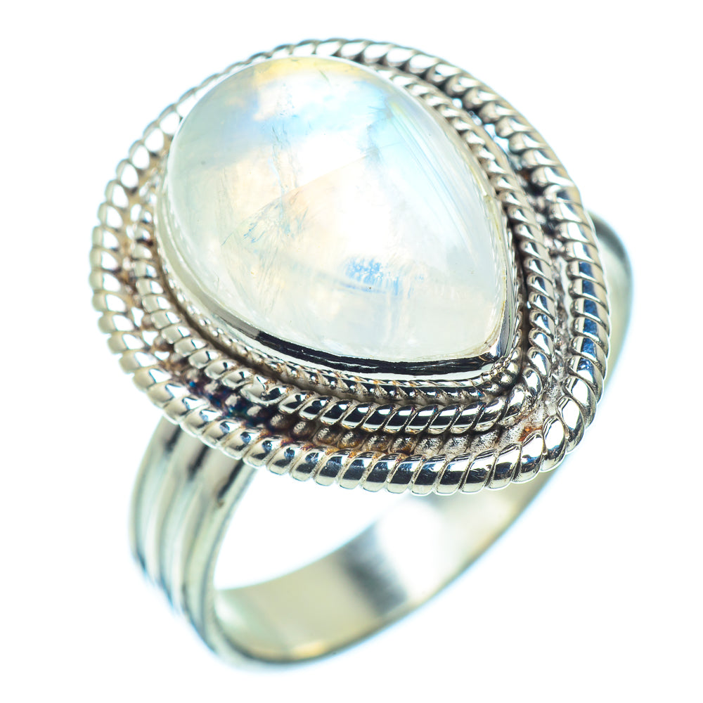 Rainbow Moonstone Rings handcrafted by Ana Silver Co - RING35582