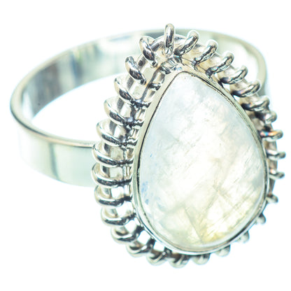 Rainbow Moonstone Rings handcrafted by Ana Silver Co - RING35887