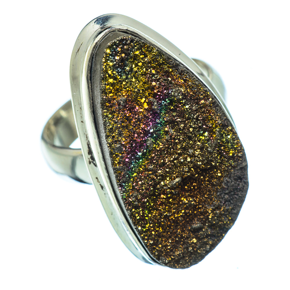 Spectro Pyrite Druzy Rings handcrafted by Ana Silver Co - RING36531