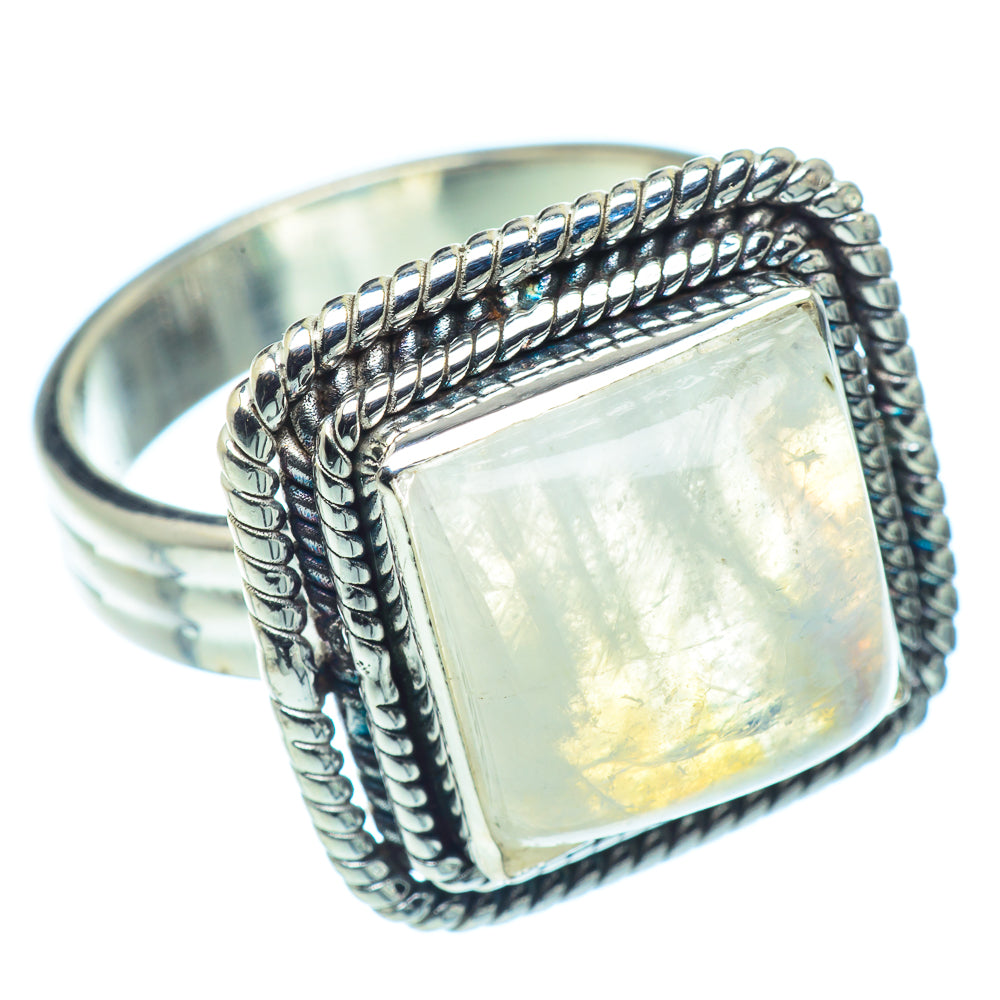 Rainbow Moonstone Rings handcrafted by Ana Silver Co - RING37422