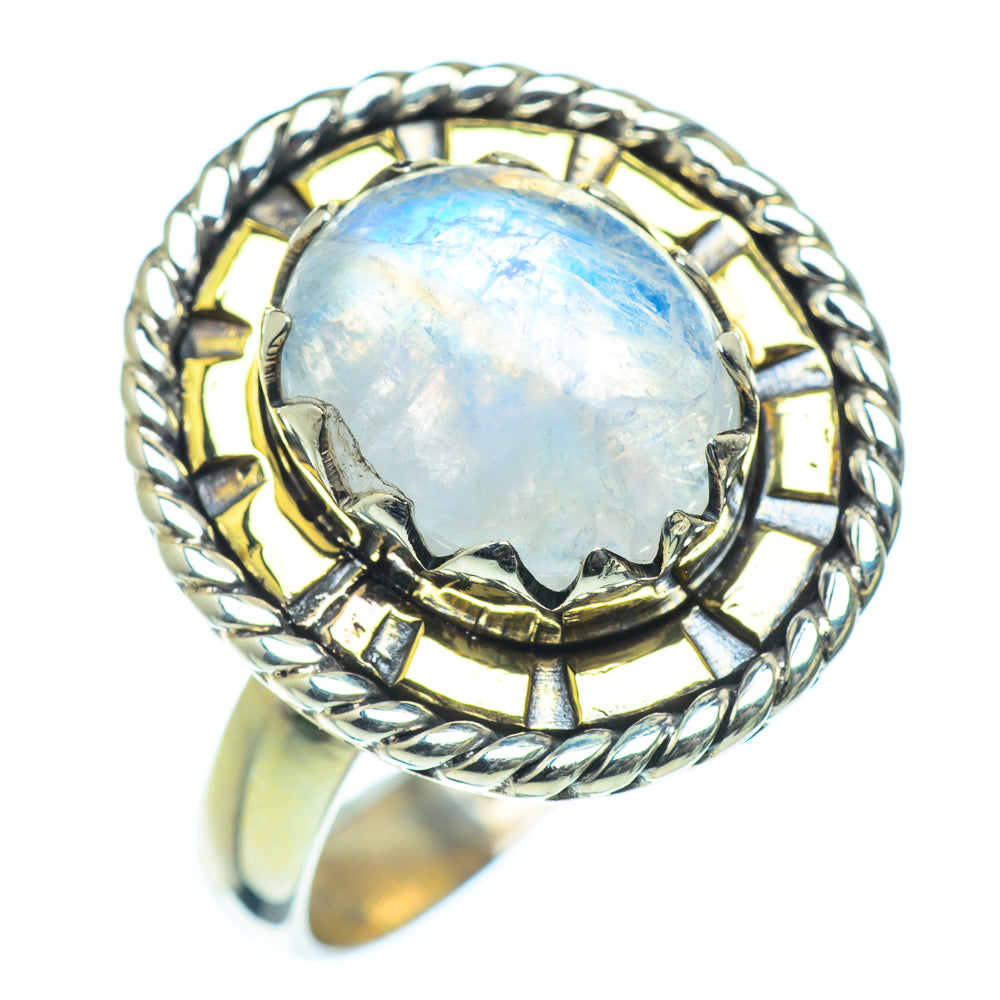 Rainbow Moonstone Rings handcrafted by Ana Silver Co - RING38267