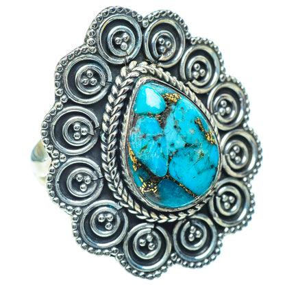 Blue Copper Composite Turquoise Rings handcrafted by Ana Silver Co - RING38768