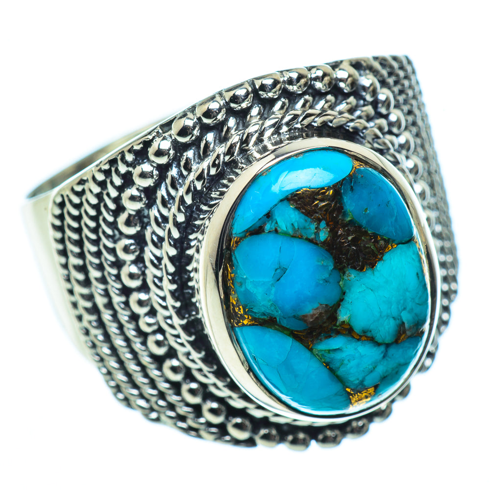 Blue Copper Composite Turquoise Rings handcrafted by Ana Silver Co - RING38946