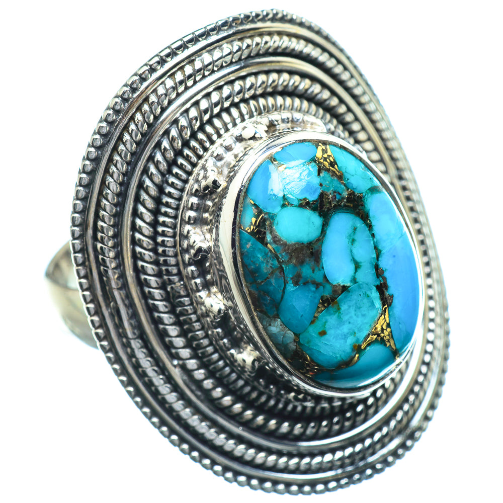 Blue Copper Composite Turquoise Rings handcrafted by Ana Silver Co - RING39953