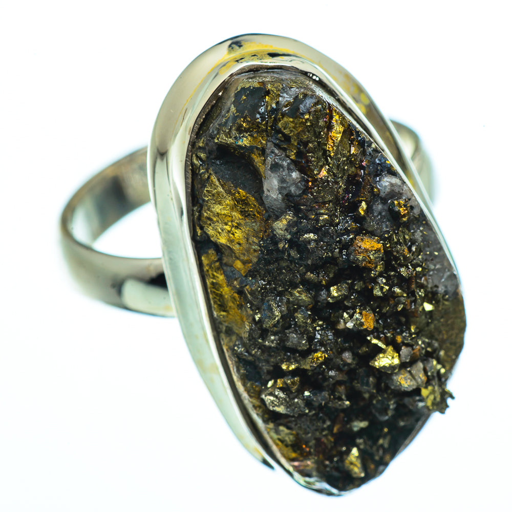 Spectro Pyrite Druzy Rings handcrafted by Ana Silver Co - RING40292