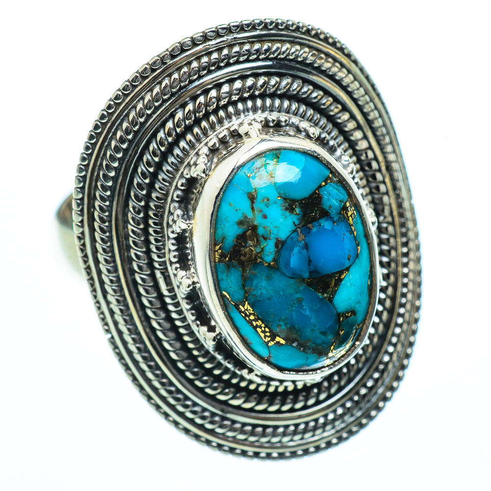 Blue Composite Turquoise Rings handcrafted by Ana Silver Co - RING40330