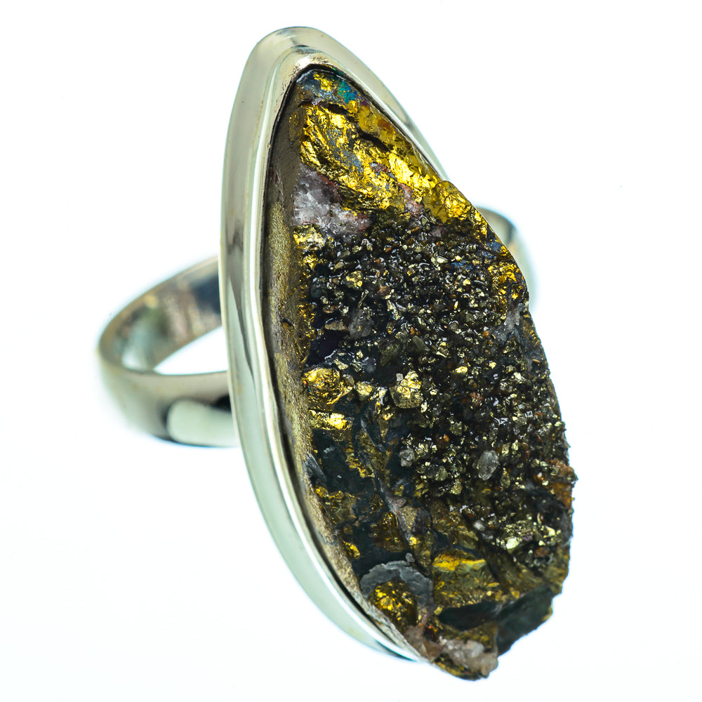 Spectro Pyrite Druzy Rings handcrafted by Ana Silver Co - RING40357