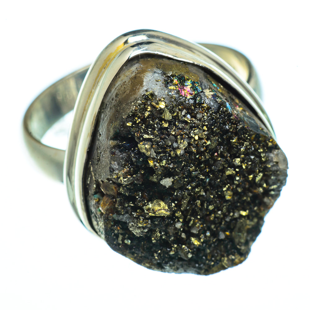 Spectro Pyrite Druzy Rings handcrafted by Ana Silver Co - RING40465
