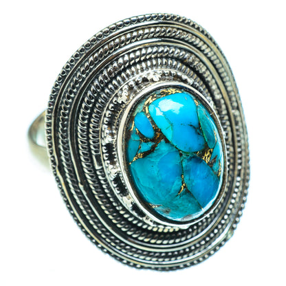 Blue Copper Composite Turquoise Rings handcrafted by Ana Silver Co - RING41118