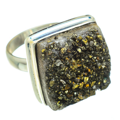 Spectro Pyrite Druzy Rings handcrafted by Ana Silver Co - RING41914