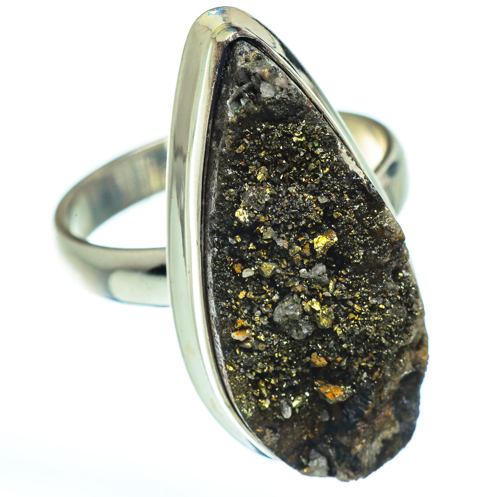 Spectro Pyrite Druzy Rings handcrafted by Ana Silver Co - RING42968