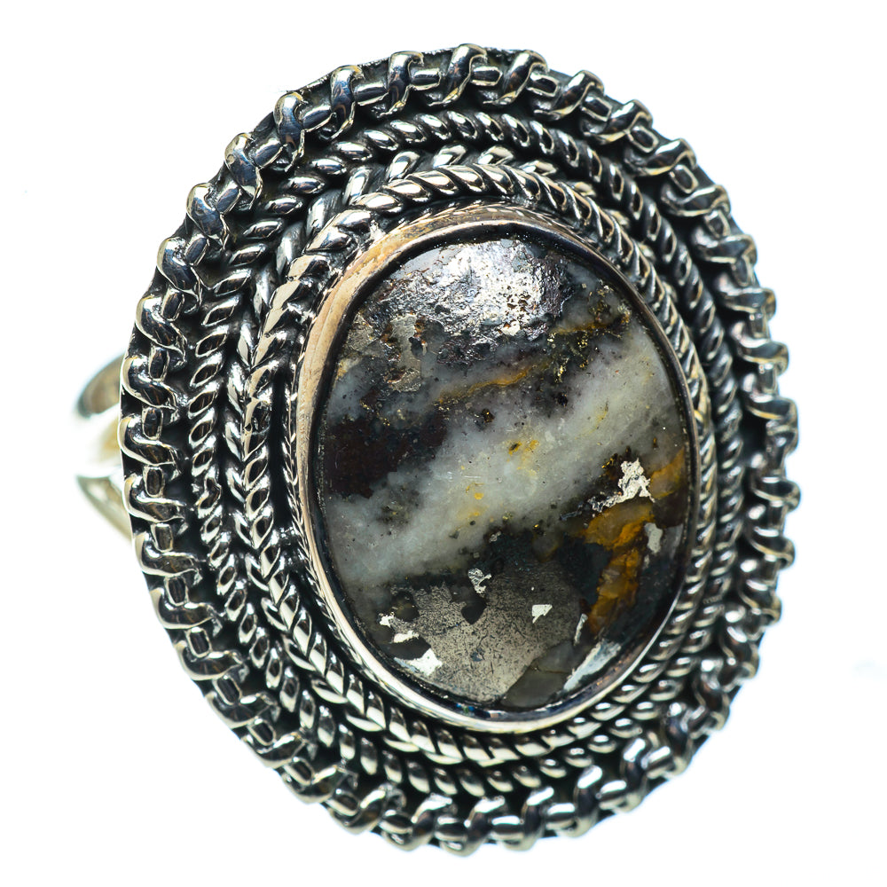 Pyrite Agate Rings handcrafted by Ana Silver Co - RING43506