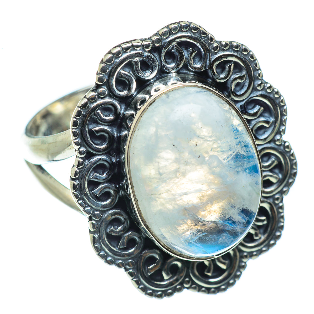 Rainbow Moonstone Rings handcrafted by Ana Silver Co - RING43507
