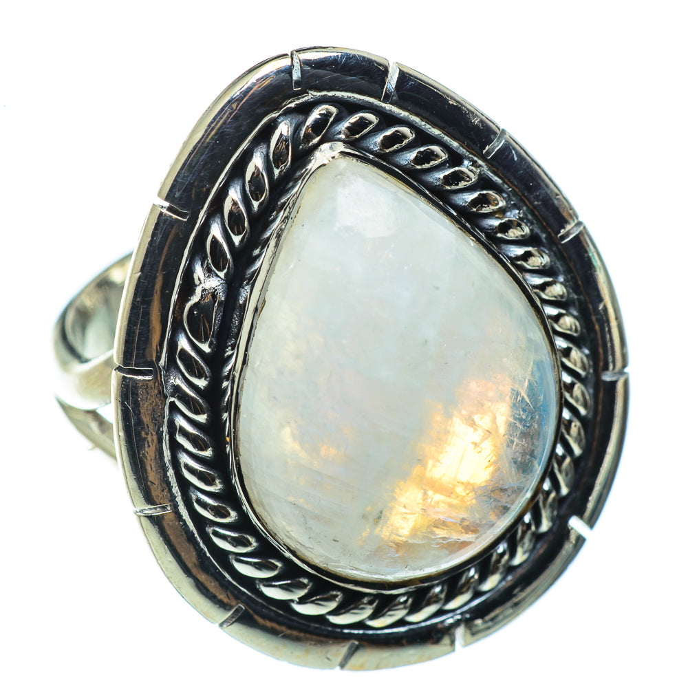 Rainbow Moonstone Rings handcrafted by Ana Silver Co - RING43593