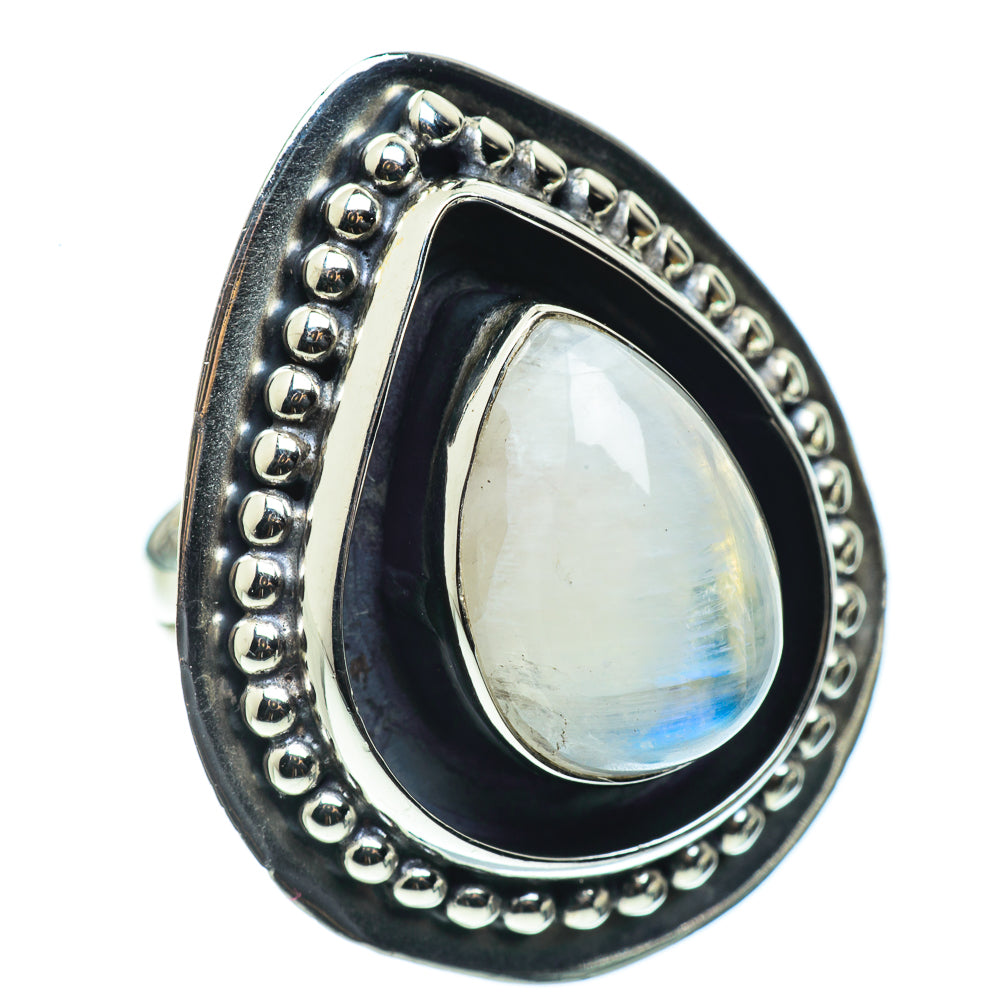 Rainbow Moonstone Rings handcrafted by Ana Silver Co - RING43756