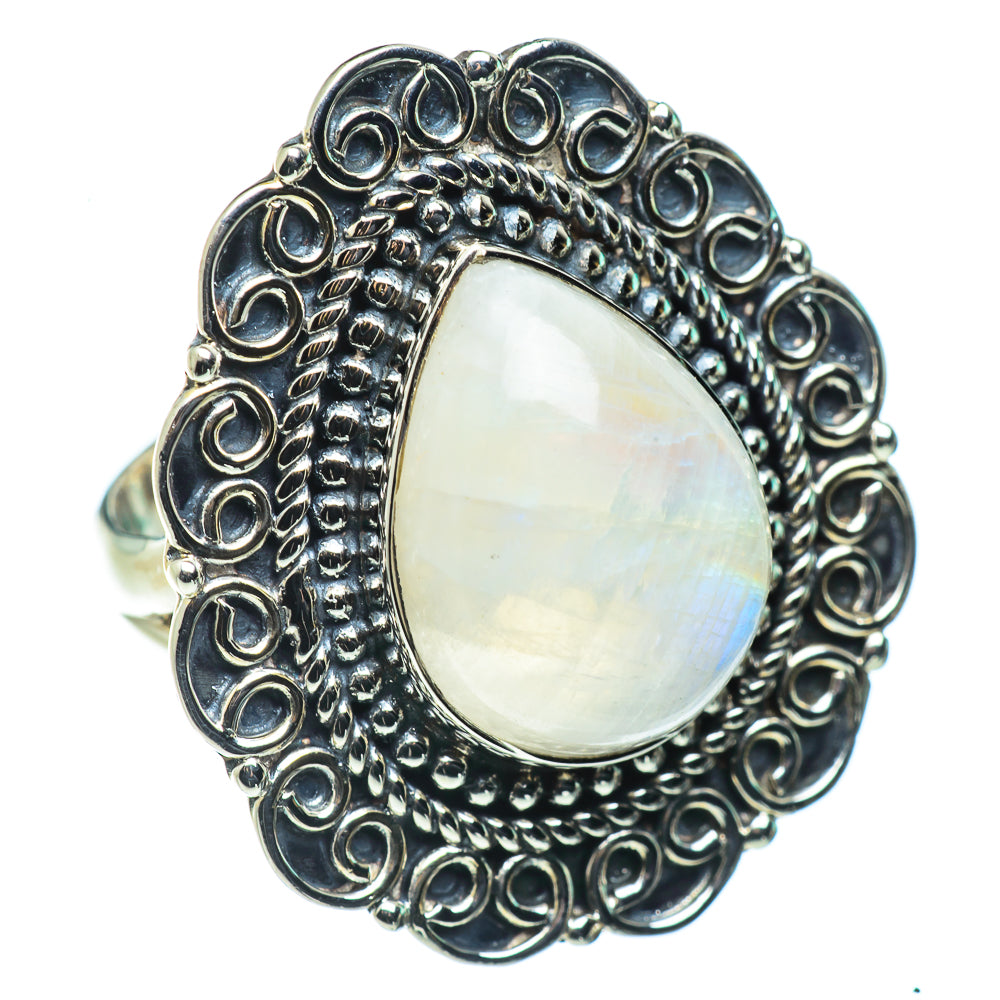 Rainbow Moonstone Rings handcrafted by Ana Silver Co - RING43861