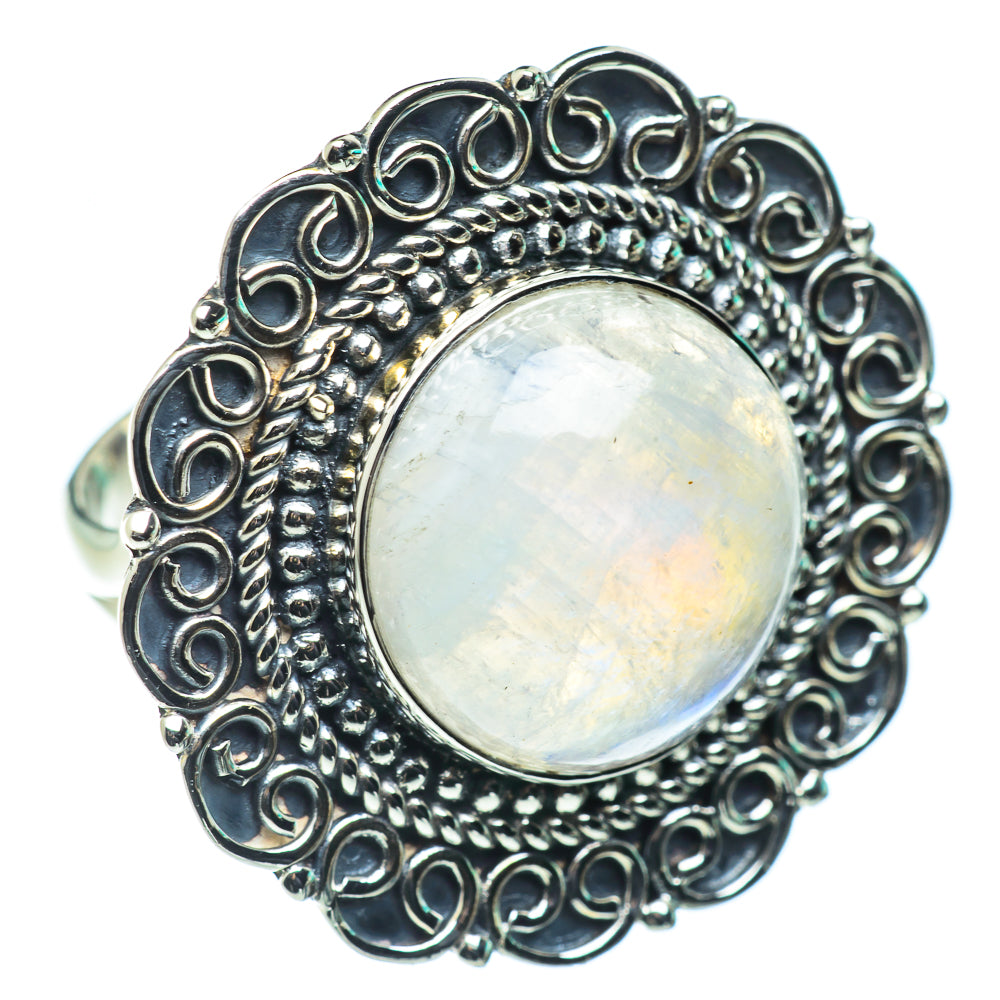 Rainbow Moonstone Rings handcrafted by Ana Silver Co - RING43868