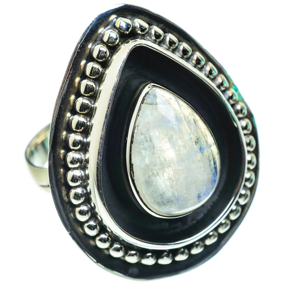 Rainbow Moonstone Rings handcrafted by Ana Silver Co - RING43869