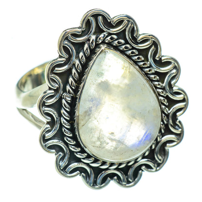 Rainbow Moonstone Rings handcrafted by Ana Silver Co - RING43986