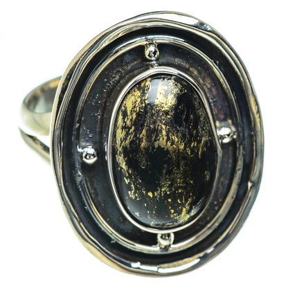 Pyrite In Black Onyx Rings handcrafted by Ana Silver Co - RING44045