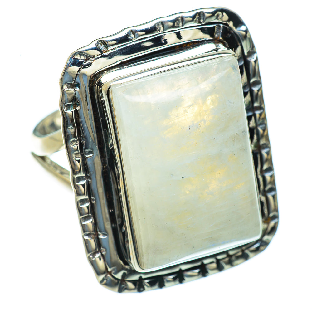 Rainbow Moonstone Rings handcrafted by Ana Silver Co - RING44115