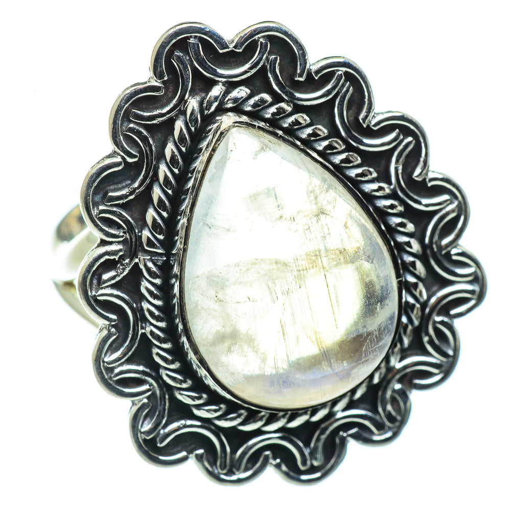 Rainbow Moonstone Rings handcrafted by Ana Silver Co - RING44449