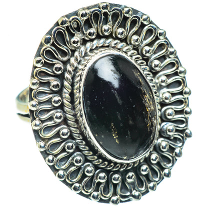 Pyrite In Black Onyx Rings handcrafted by Ana Silver Co - RING44679