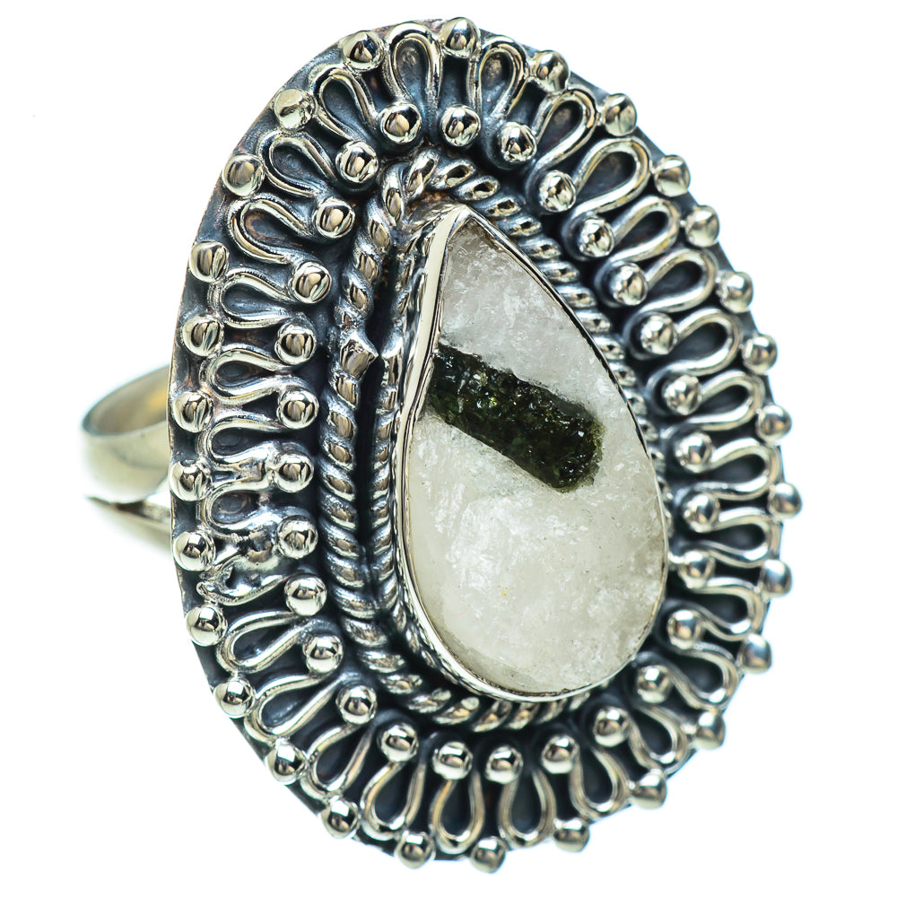 Green Tourmaline In Quartz Rings handcrafted by Ana Silver Co - RING44735 - Photo 2