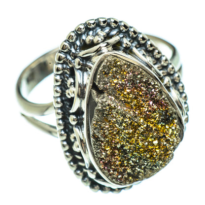 Spectro Pyrite Druzy Rings handcrafted by Ana Silver Co - RING44785