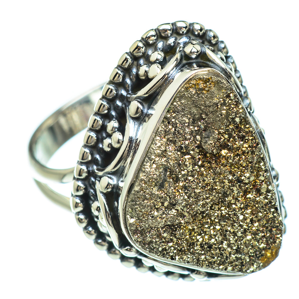 Spectro Pyrite Druzy Rings handcrafted by Ana Silver Co - RING44810