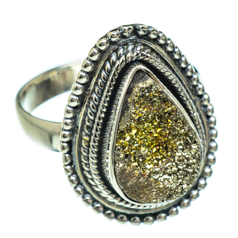 Spectro Pyrite Druzy Rings handcrafted by Ana Silver Co - RING44811