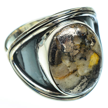 Pyrite Agate Rings handcrafted by Ana Silver Co - RING45165