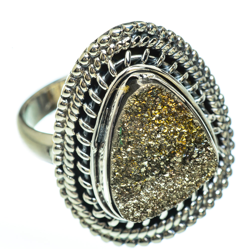 Spectro Pyrite Druzy Rings handcrafted by Ana Silver Co - RING45166
