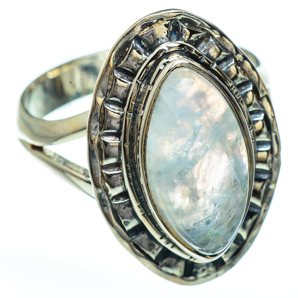 Rainbow Moonstone Rings handcrafted by Ana Silver Co - RING45195
