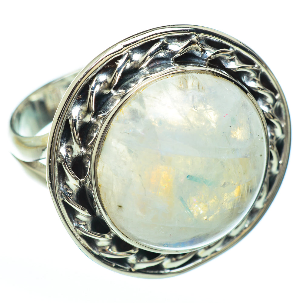 Rainbow Moonstone Rings handcrafted by Ana Silver Co - RING45218