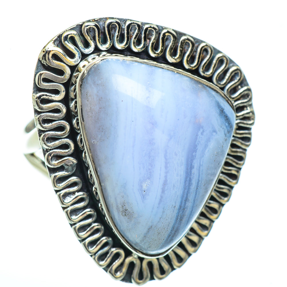 Blue Lace Agate Rings handcrafted by Ana Silver Co - RING45400