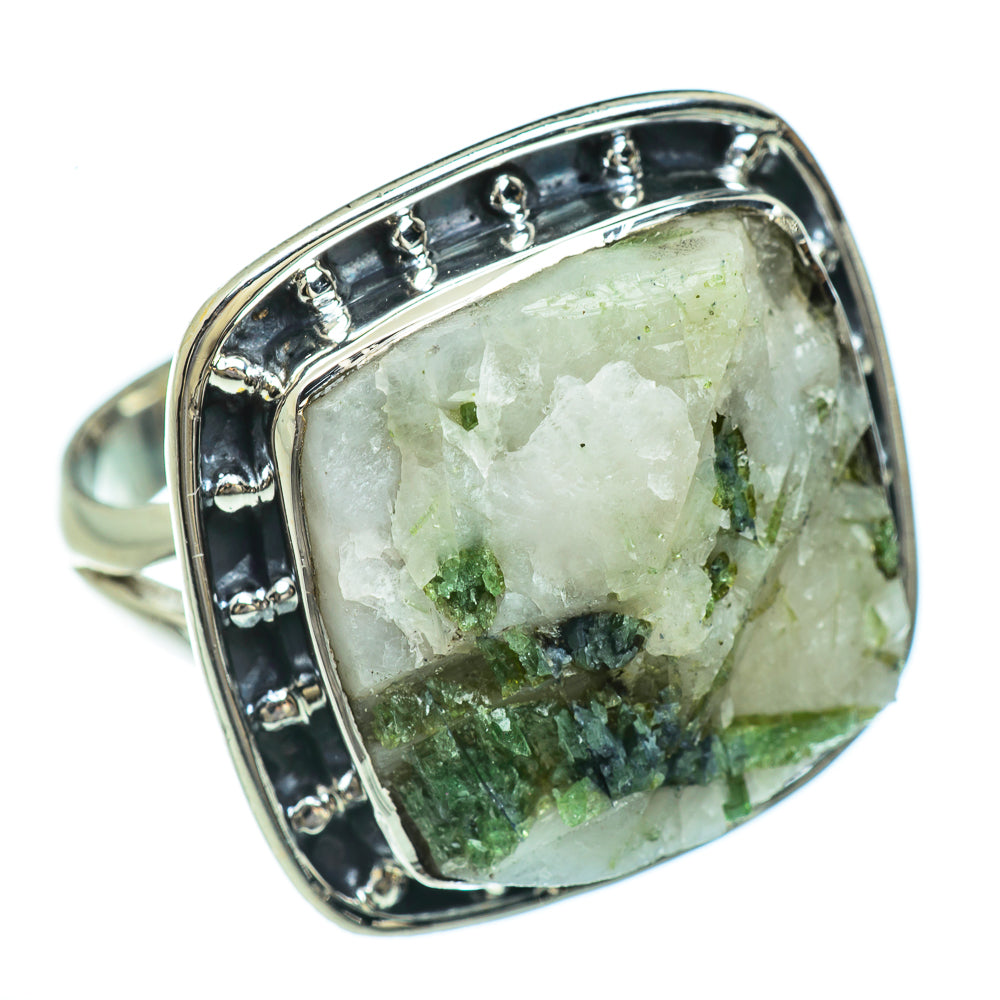 Green Tourmaline In Quartz Rings handcrafted by Ana Silver Co - RING45454