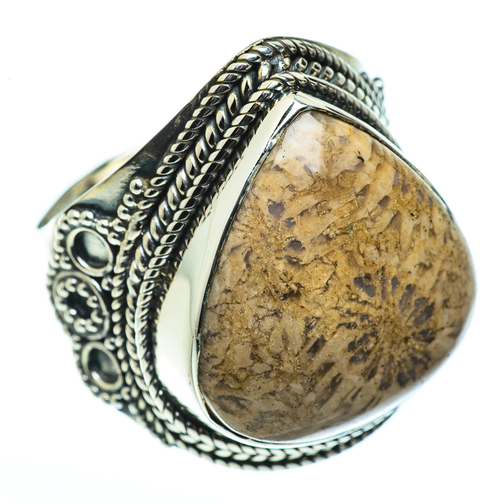 Fossil Coral Rings handcrafted by Ana Silver Co - RING45815