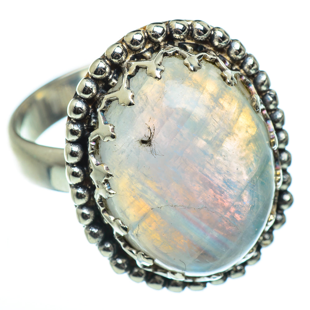 Rainbow Moonstone Rings handcrafted by Ana Silver Co - RING45906
