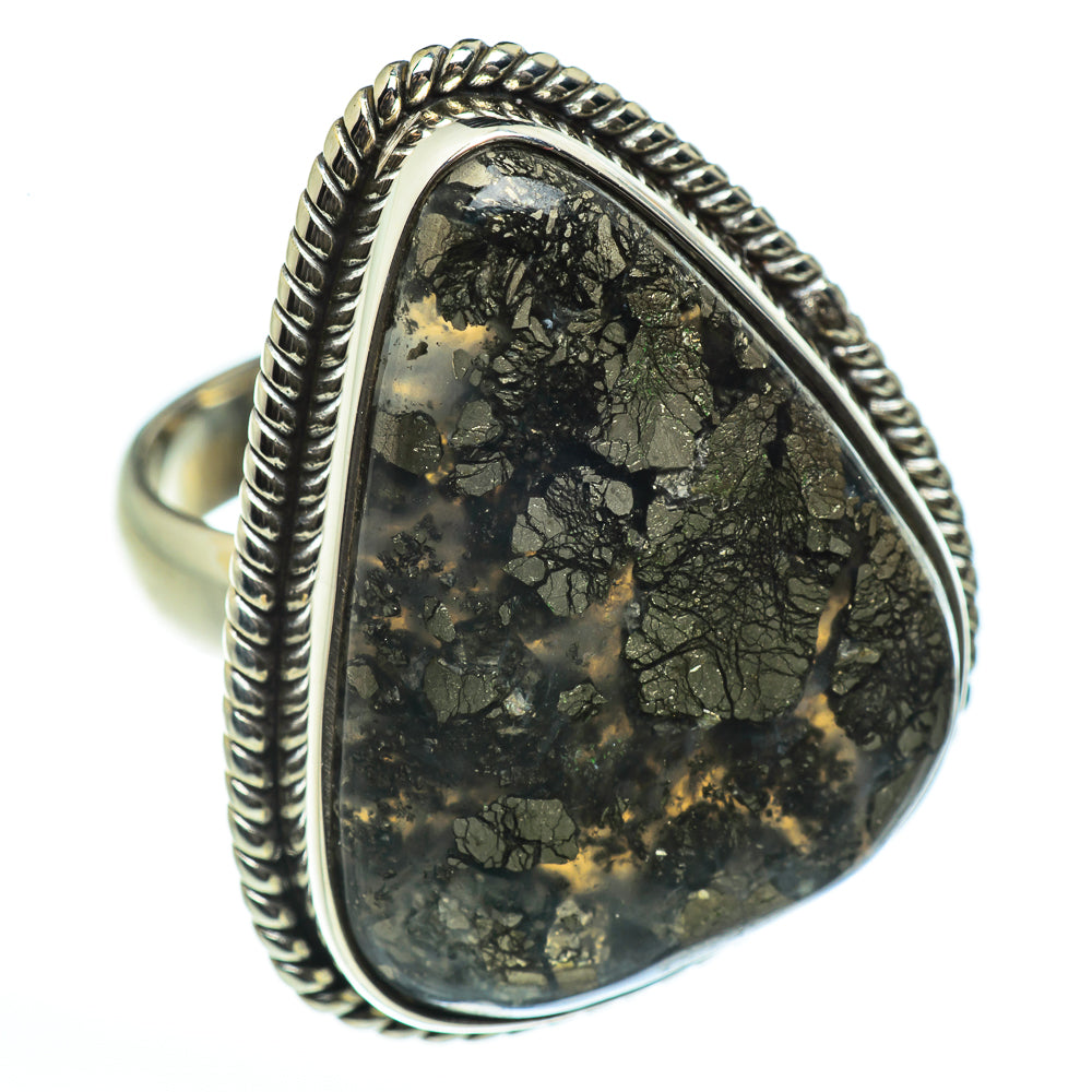 Pyrite Agate Rings handcrafted by Ana Silver Co - RING46198