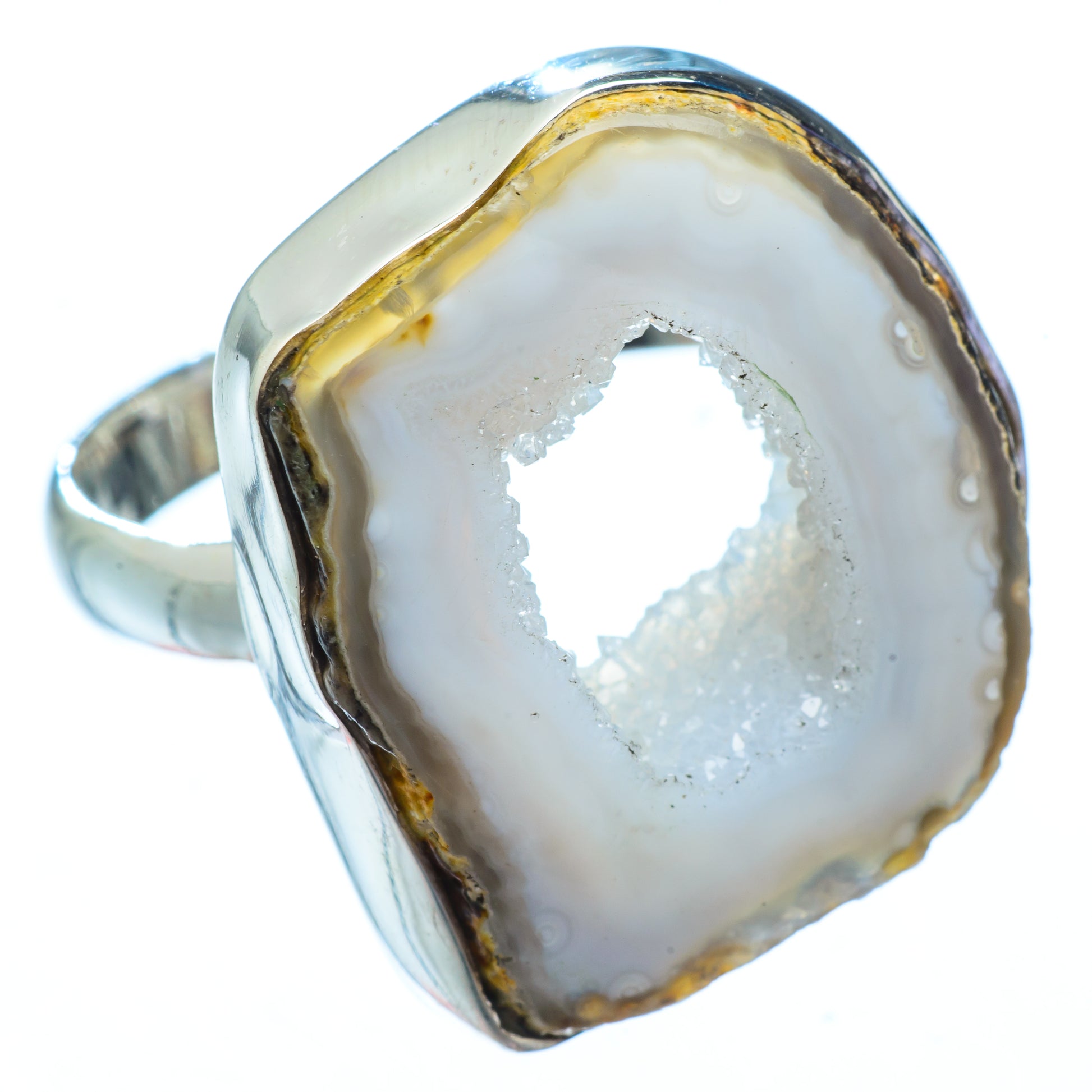 Coconut Geode Druzy Rings handcrafted by Ana Silver Co - RING4642