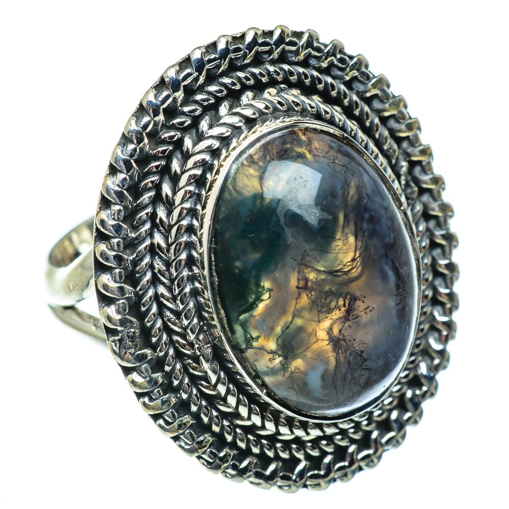 Green Moss Agate Rings handcrafted by Ana Silver Co - RING46731